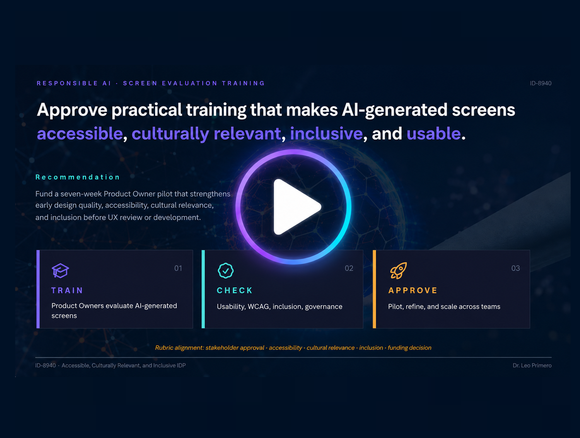 Preview of the Responsible AI Screen Evaluation stakeholder presentation.