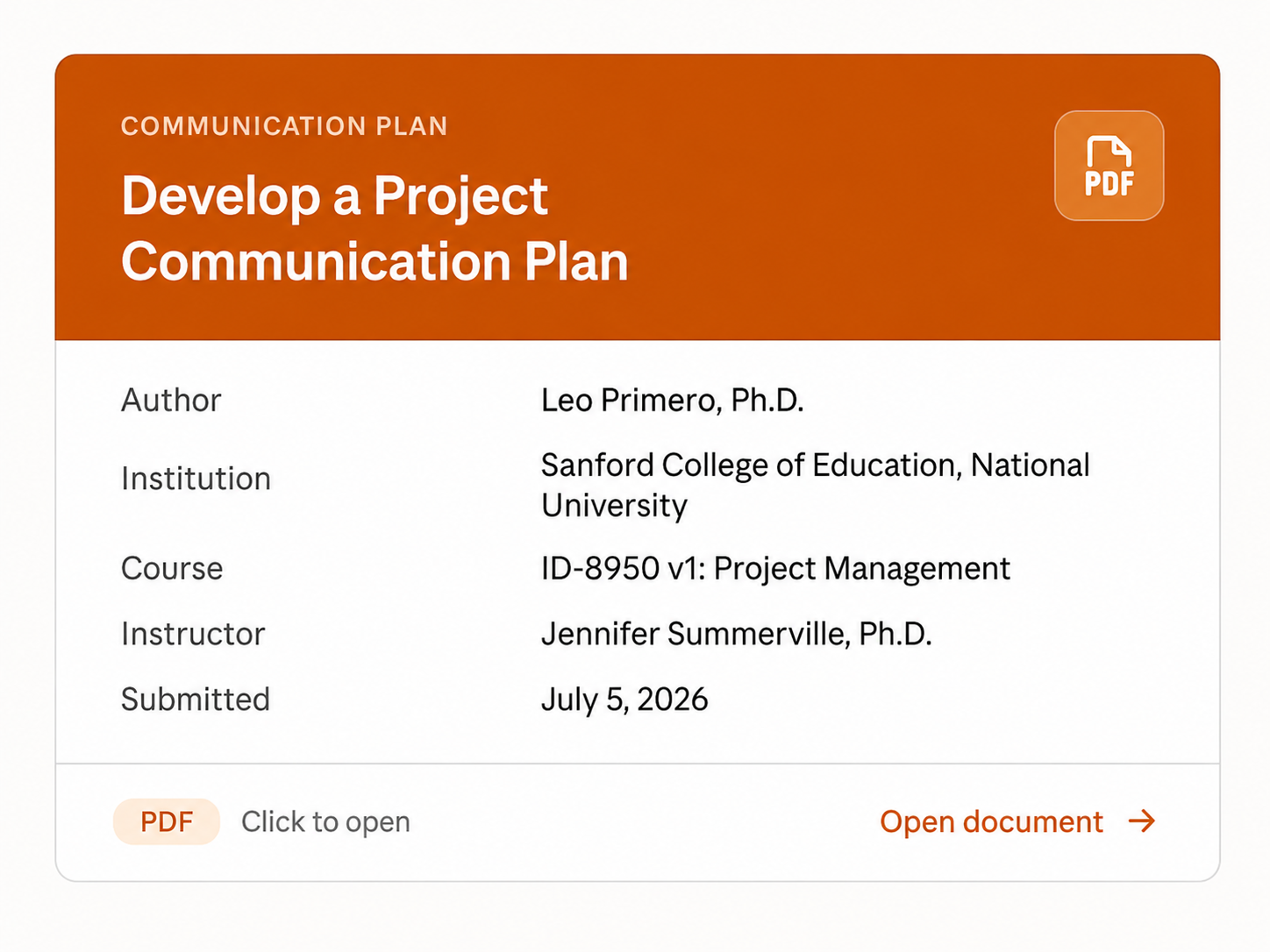 Preview of the Project Communication Plan for the Figma AI Workshop Series.